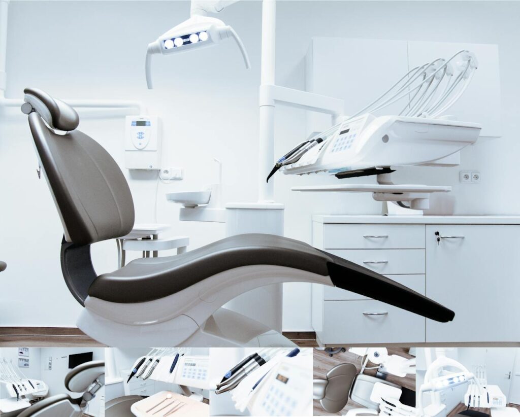 pexels photo 287237 A modern dental clinic interior showcasing a dental chair and equipment in a clean, clinical setting.